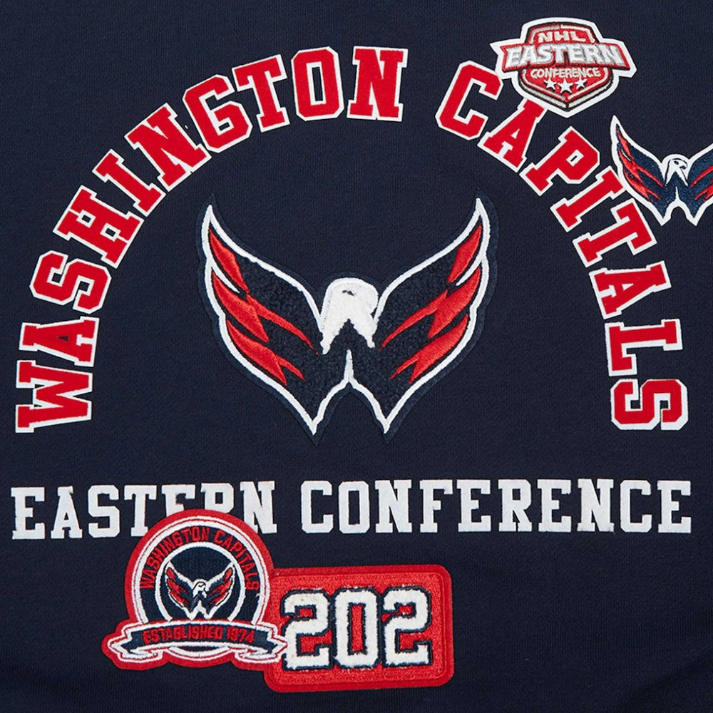 Washington Capitals Pro Standard Women's Area Code Cropped Pullover Sweatshirt - Navy Sweatshirts
