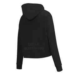 Chicago Blackhawks Pro Standard Women's Jewels Cropped Pullover Hoodie - Black Hoodies