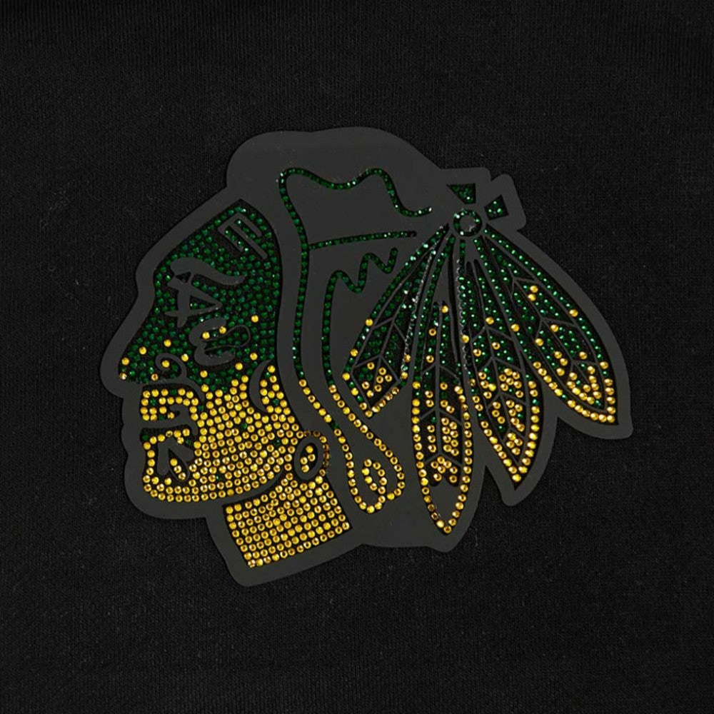 Chicago Blackhawks Pro Standard Women's Jewels Cropped Pullover Hoodie - Black Hoodies