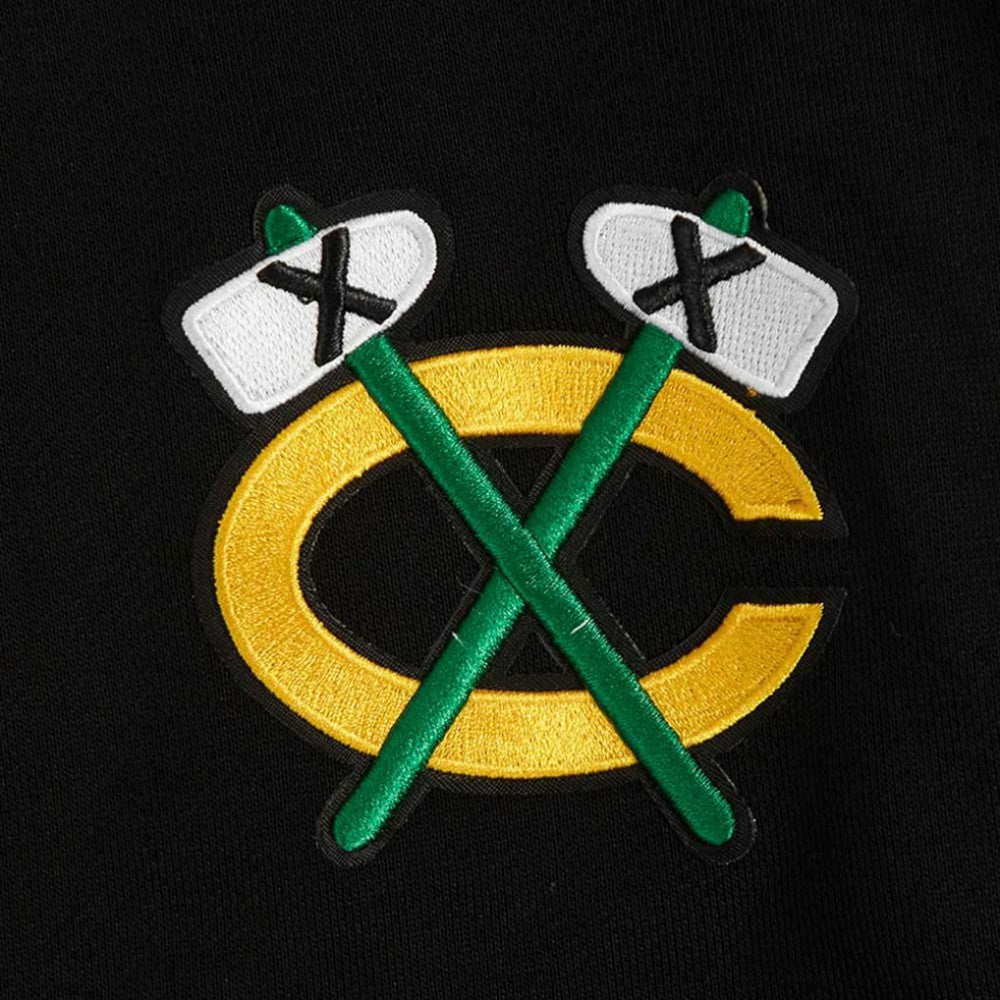 Chicago Blackhawks Pro Standard Women's Jewels Cropped Pullover Hoodie - Black Hoodies