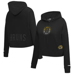 Boston Bruins Pro Standard Women's Jewels Cropped Pullover Hoodie - Black Hoodies