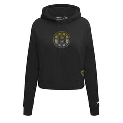 Boston Bruins Pro Standard Women's Jewels Cropped Pullover Hoodie - Black Hoodies