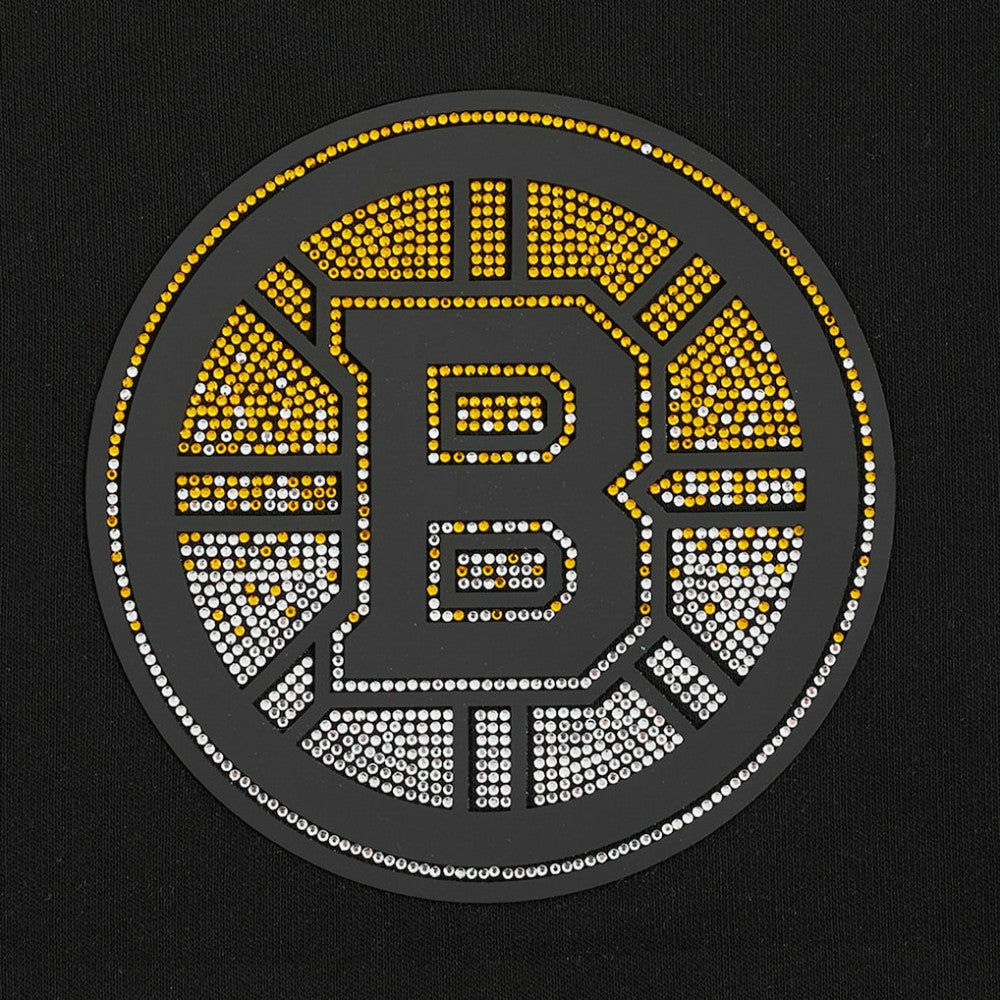 Boston Bruins Pro Standard Women's Jewels Cropped Pullover Hoodie - Black Hoodies