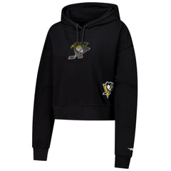 Pittsburgh Penguins Pro Standard Women's Jewels Cropped Pullover Hoodie - Black Hoodies