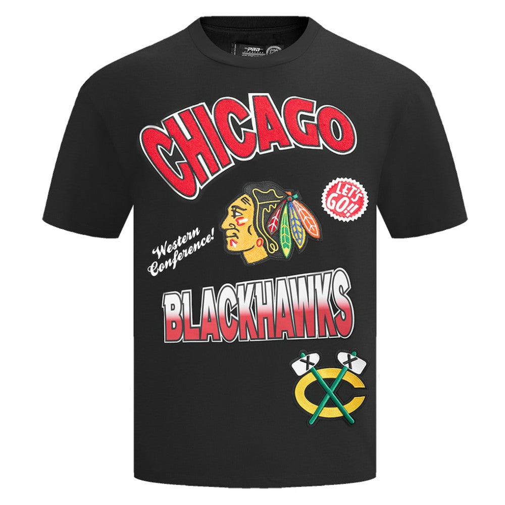 Chicago Blackhawks Pro Standard Turn It Up Dropped Shoulder T-Shirt - Black T-shirts
