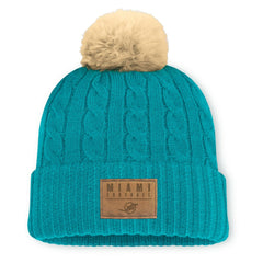 Miami Dolphins Women's Cable Knit Cuffed Hat with Pom - Aqua online