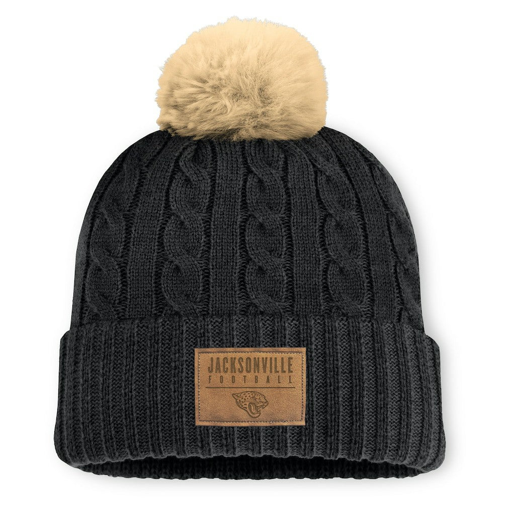 Jacksonville Jaguars Women's Cable Knit Cuffed Hat with Pom - Black sale