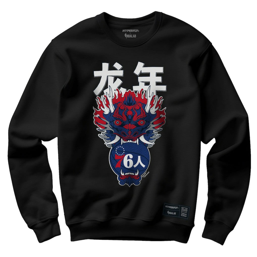 Philadelphia 76ers Hyperfly Unisex Year of the Dragon Lunar New Year Collection Pullover Sweatshirt - Heather Black shop