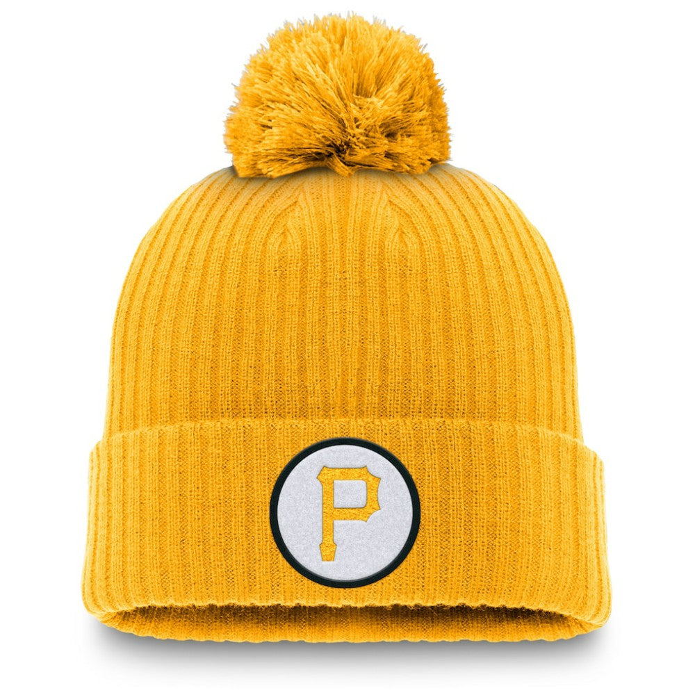 Pittsburgh Pirates Cooperstown Collection Patch Cuffed Knit Hat with Pom Gold