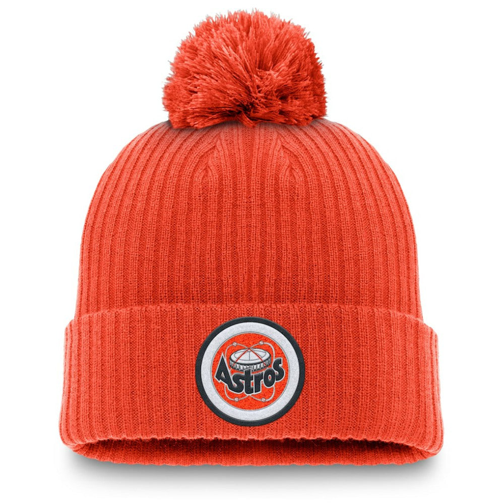 Houston Astros Cooperstown Collection Patch Cuffed Knit Hat with Pom Orange