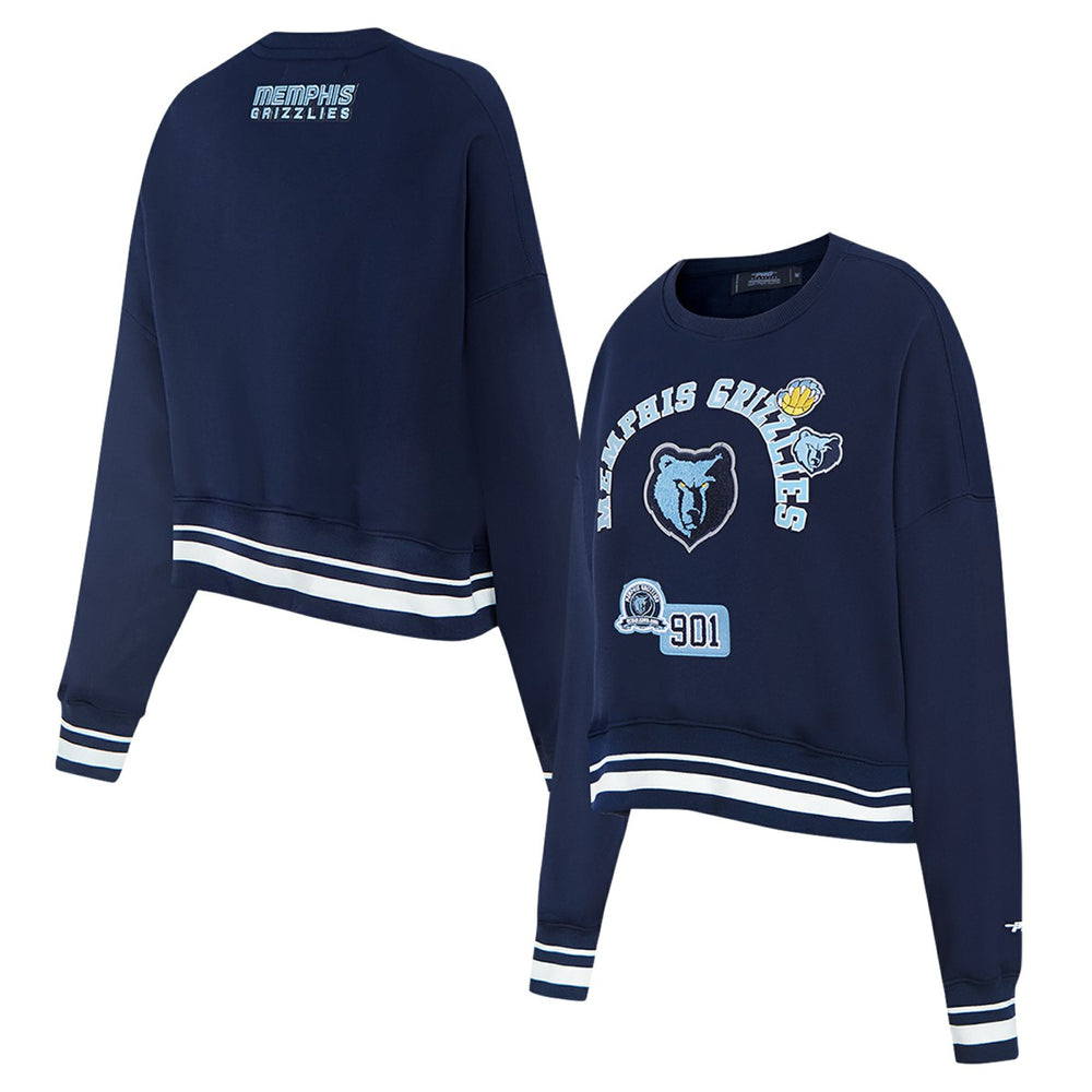 Memphis Grizzlies Pro Standard Women's Area Code Cropped Pullover Sweatshirt - Navy outlet