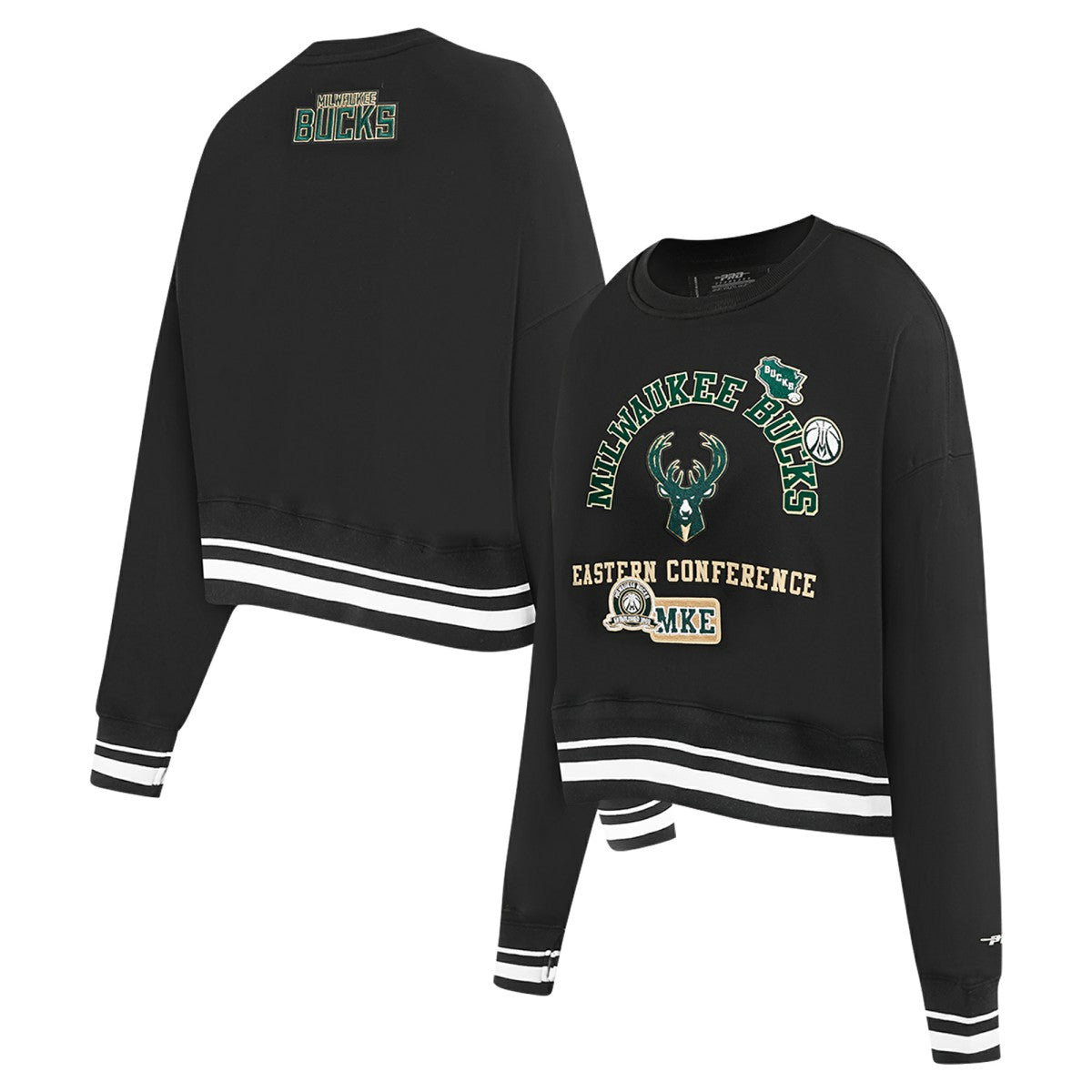 Milwaukee Bucks Pro Standard Women's Area Code Cropped Pullover Sweatshirt - Black online