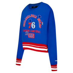 Philadelphia 76ers Pro Standard Women's Area Code Cropped Pullover Sweatshirt - Royal cheap