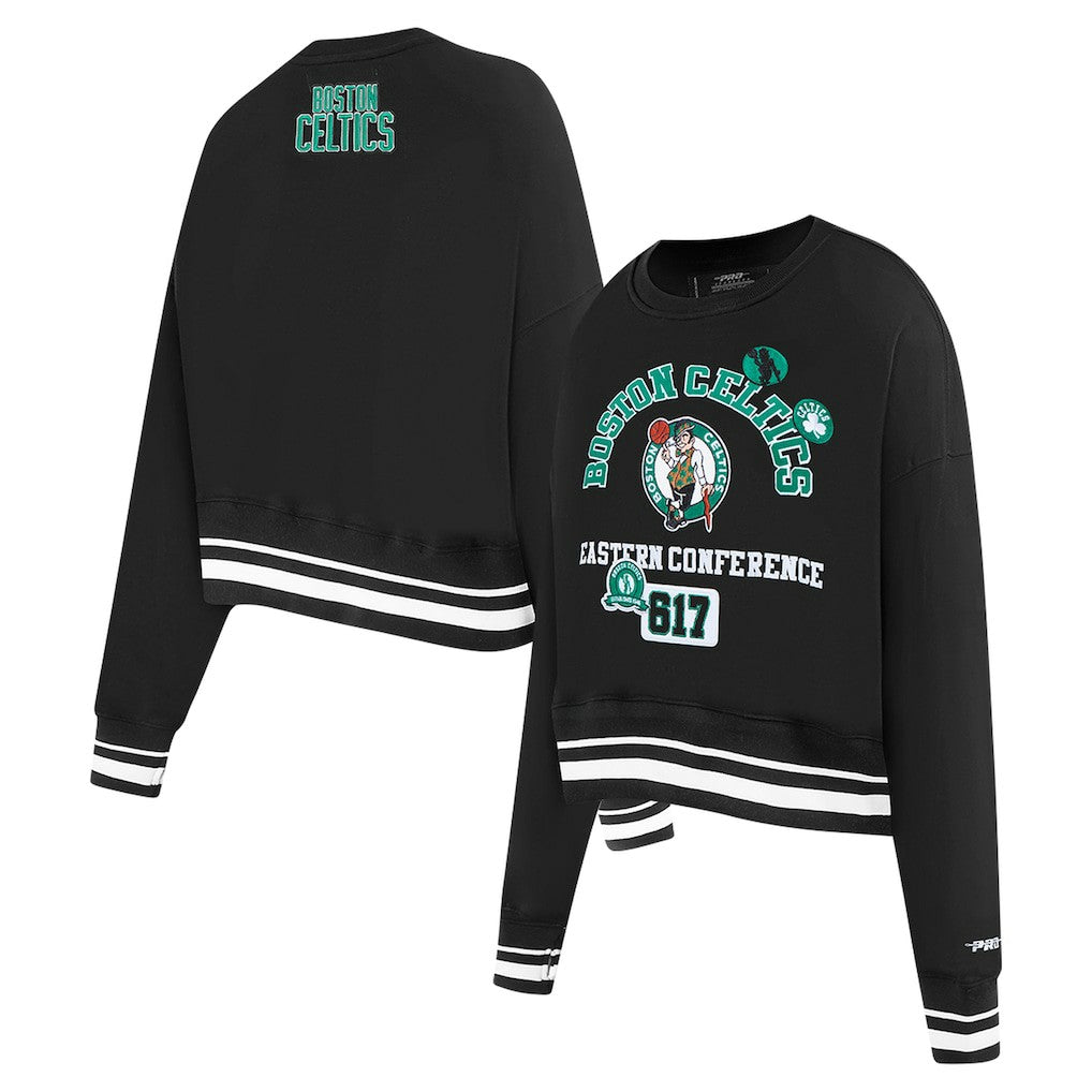 Boston Celtics Pro Standard Women's Area Code Cropped Pullover Sweatshirt - Black for sale