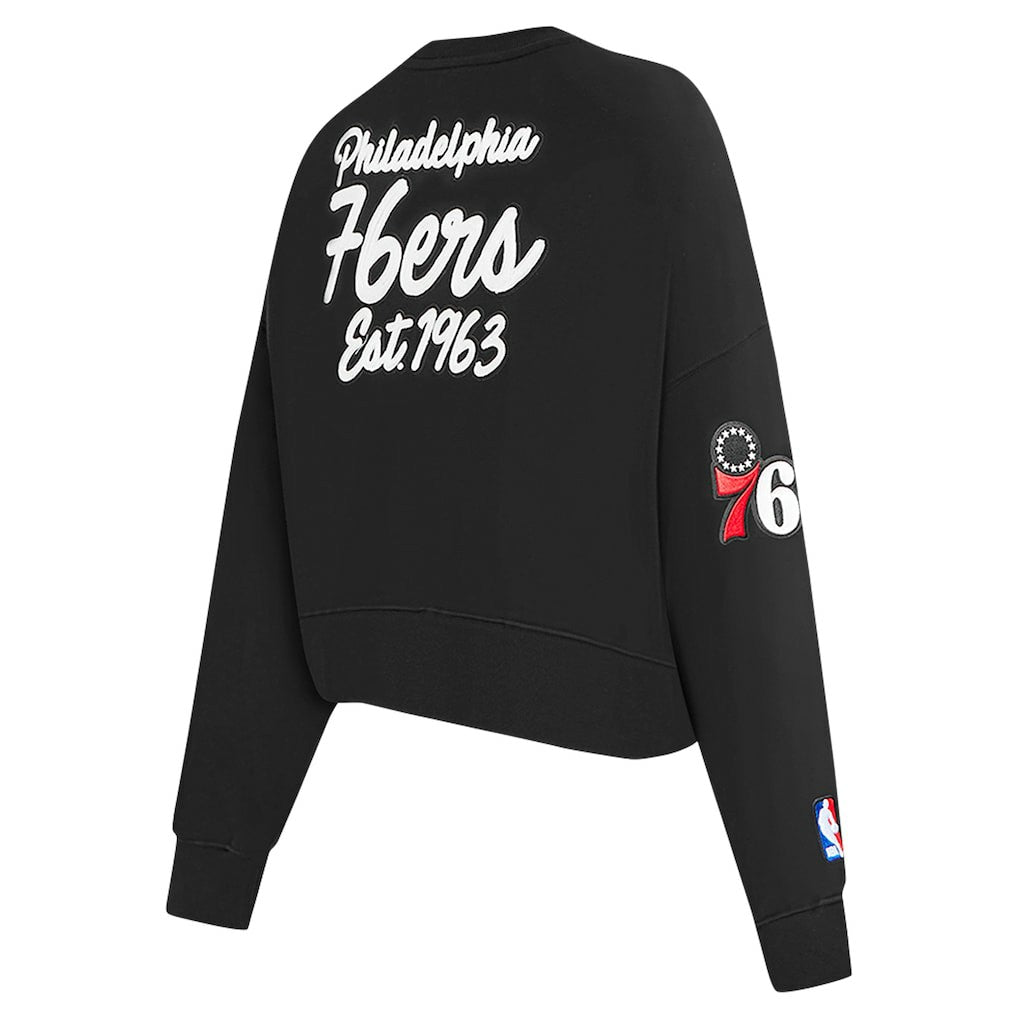 Philadelphia 76ers Pro Standard Women's Paint The City Cropped Pullover Sweatshirt - Black outlet