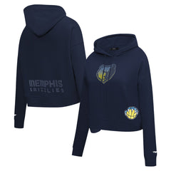Memphis Grizzlies Pro Standard Women's Jewels Cropped Pullover Hoodie - Navy for sale