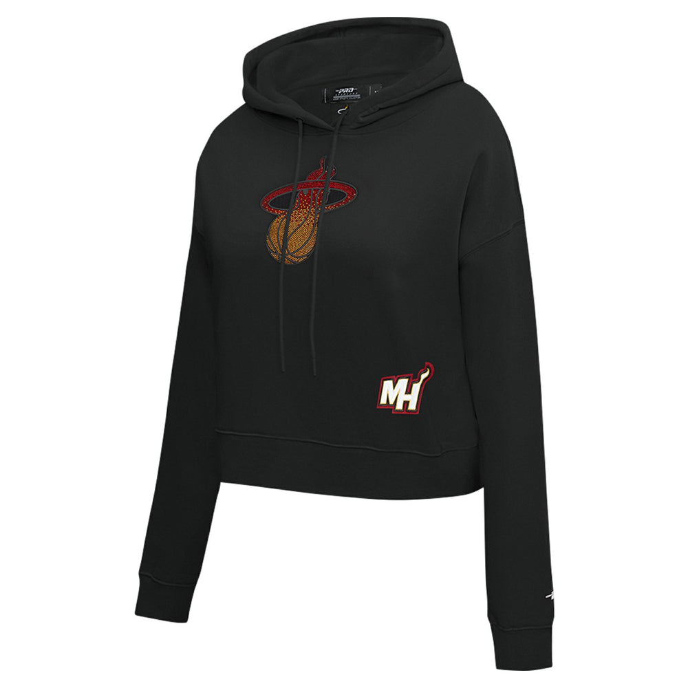Miami Heat Pro Standard Women's Jewels Cropped Pullover Hoodie - Black for sale