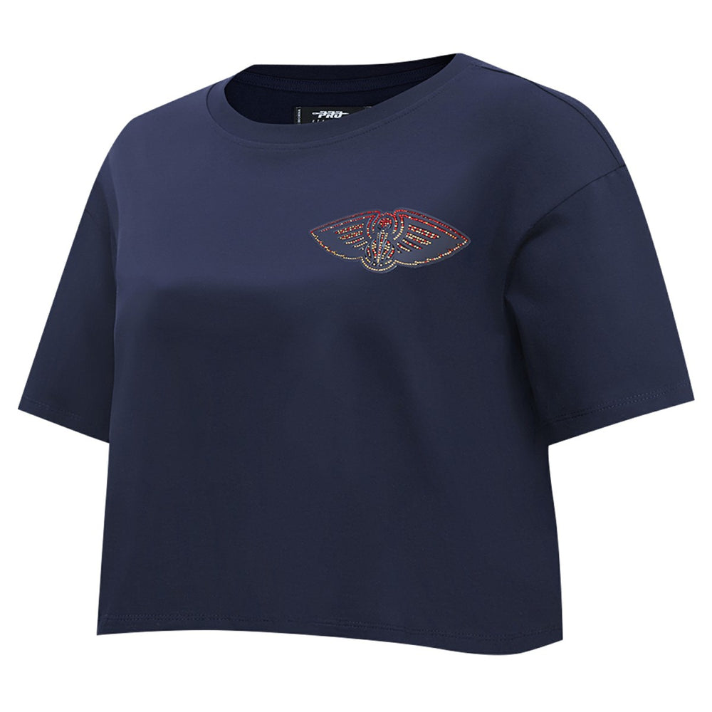 New Orleans Pelicans Pro Standard Women's Jewels Boxy Cropped T-Shirt - Navy discount