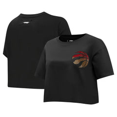 Toronto Raptors Pro Standard Women's Jewels Boxy Cropped T-Shirt - Black on sale