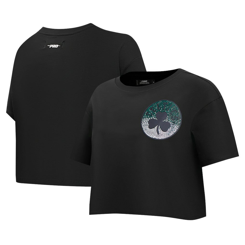 Boston Celtics Pro Standard Women's Jewels Boxy Cropped T-Shirt - Black for sale