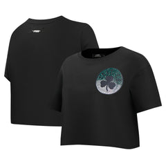 Boston Celtics Pro Standard Women's Jewels Boxy Cropped T-Shirt - Black for sale