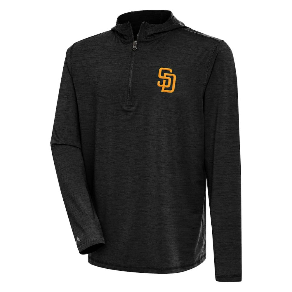 San Diego Padres Antigua Tidy Quarter-Zip Hoodie Heather Black
