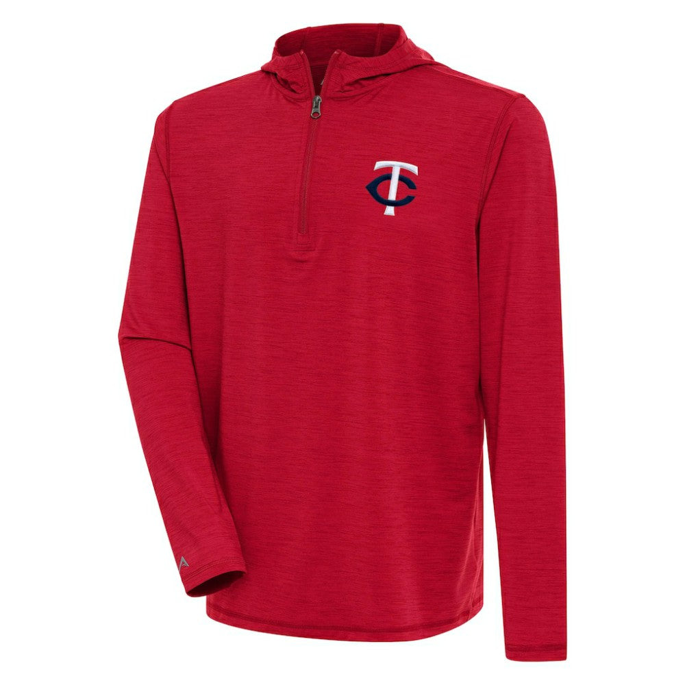 Minnesota Twins Antigua Tidy Quarter-Zip Hoodie Heather Red