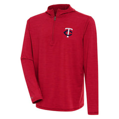 Minnesota Twins Antigua Tidy Quarter-Zip Hoodie Heather Red
