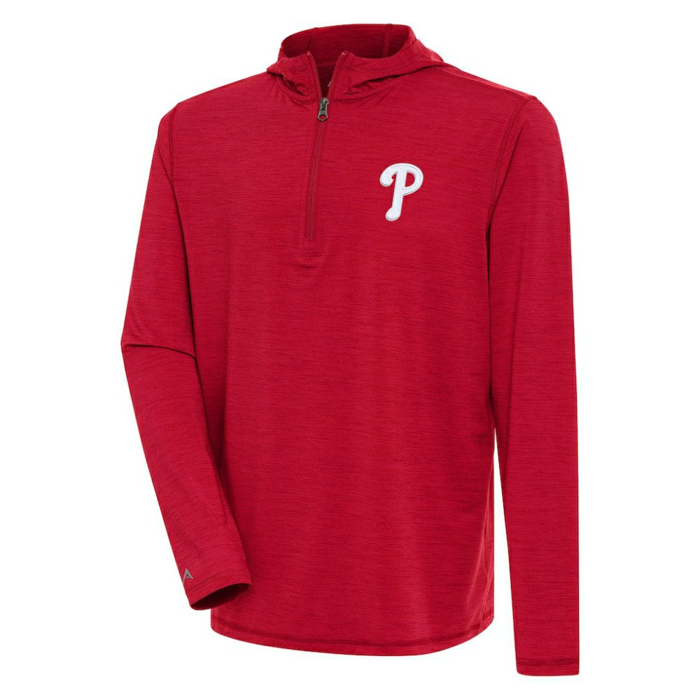 Philadelphia Phillies Antigua Tidy Quarter-Zip Hoodie Heather Red