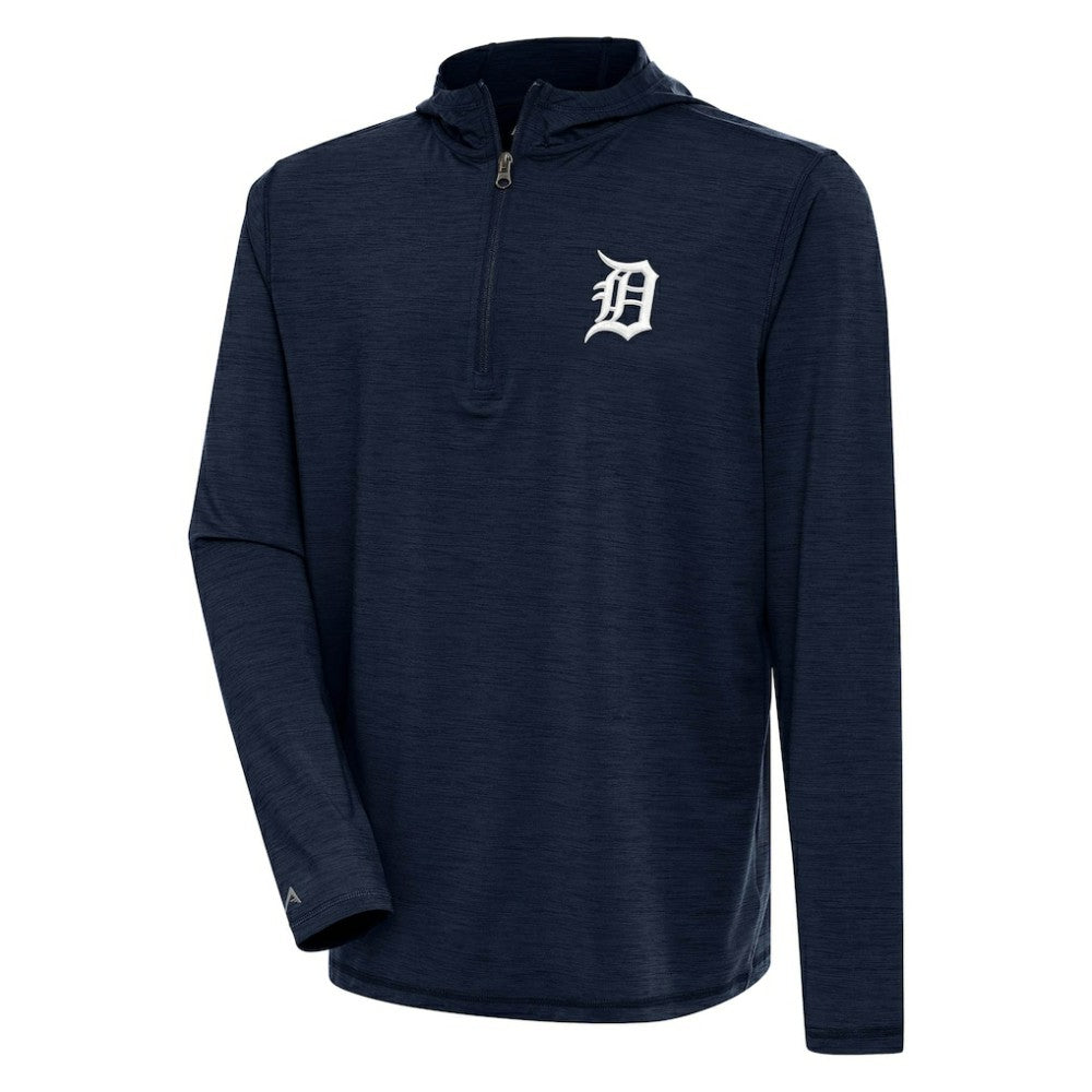 Detroit Tigers Antigua Tidy Quarter-Zip Hoodie Heather Navy