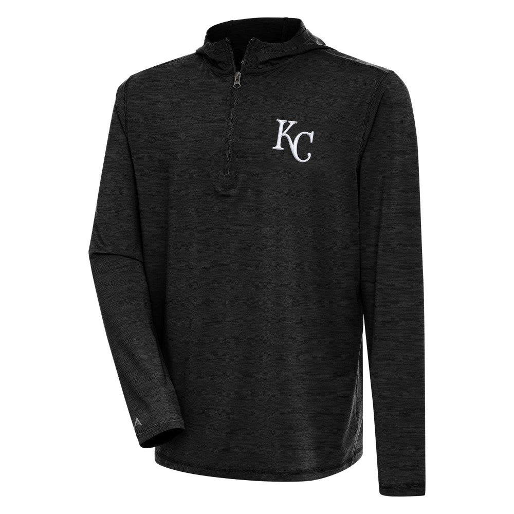 Kansas City Royals Antigua Tidy Quarter-Zip Hoodie Heather Black
