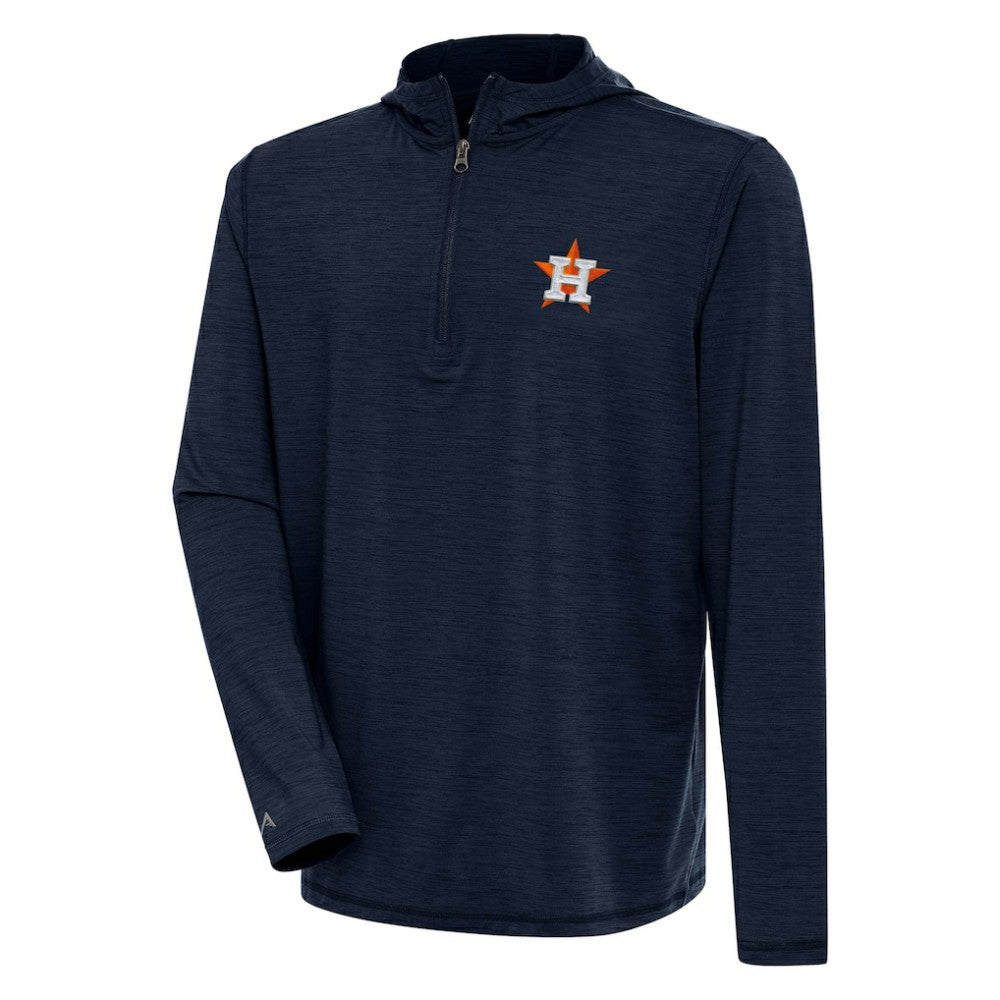 Houston Astros Antigua Tidy Quarter-Zip Hoodie Heather Navy