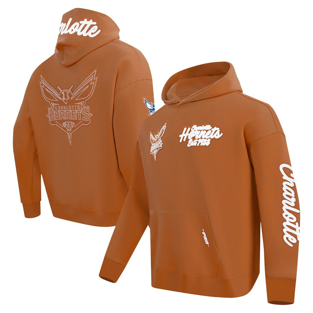 Charlotte Hornets Pro Standard Paint the City Drop Shoulder Pullover Hoodie - Brown discount