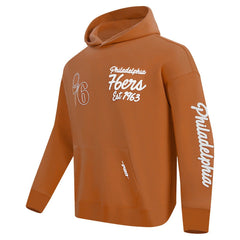 Philadelphia 76ers Pro Standard Paint the City Drop Shoulder Pullover Hoodie - Brown for sale