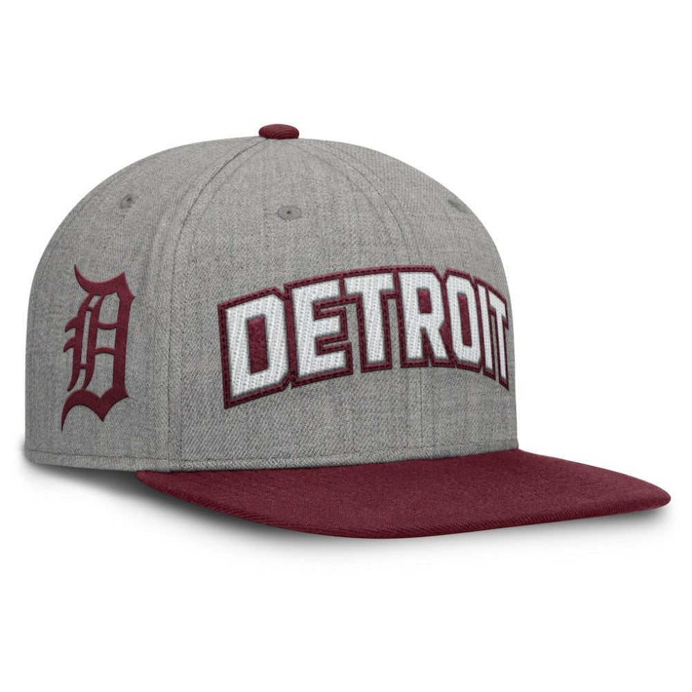 Detroit Tigers Elements Felt Chainstitch Snapback Hat Gray/Maroon