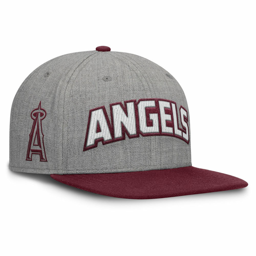 Los Angeles Angels Elements Felt Chainstitch Snapback Hat Gray/Maroon