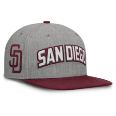 San Diego Padres Elements Felt Chainstitch Snapback Hat Gray/Maroon
