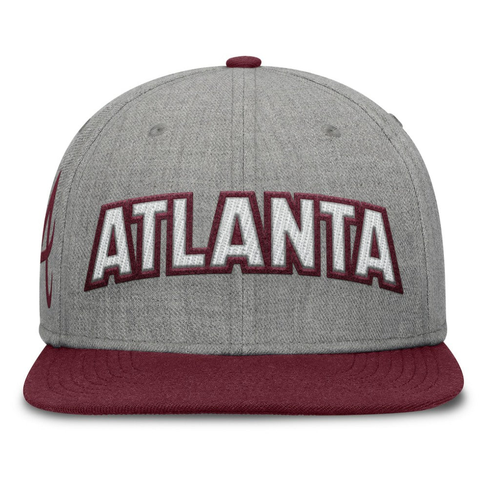 Atlanta Braves Elements Felt Chainstitch Snapback Hat Gray/Maroon