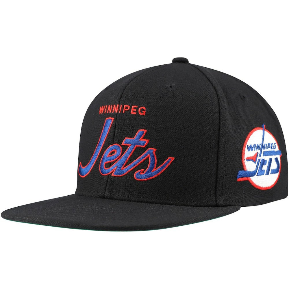 Winnipeg Jets Mitchell & Ness Core Team Script 2.0 Snapback Hat - Black Hats