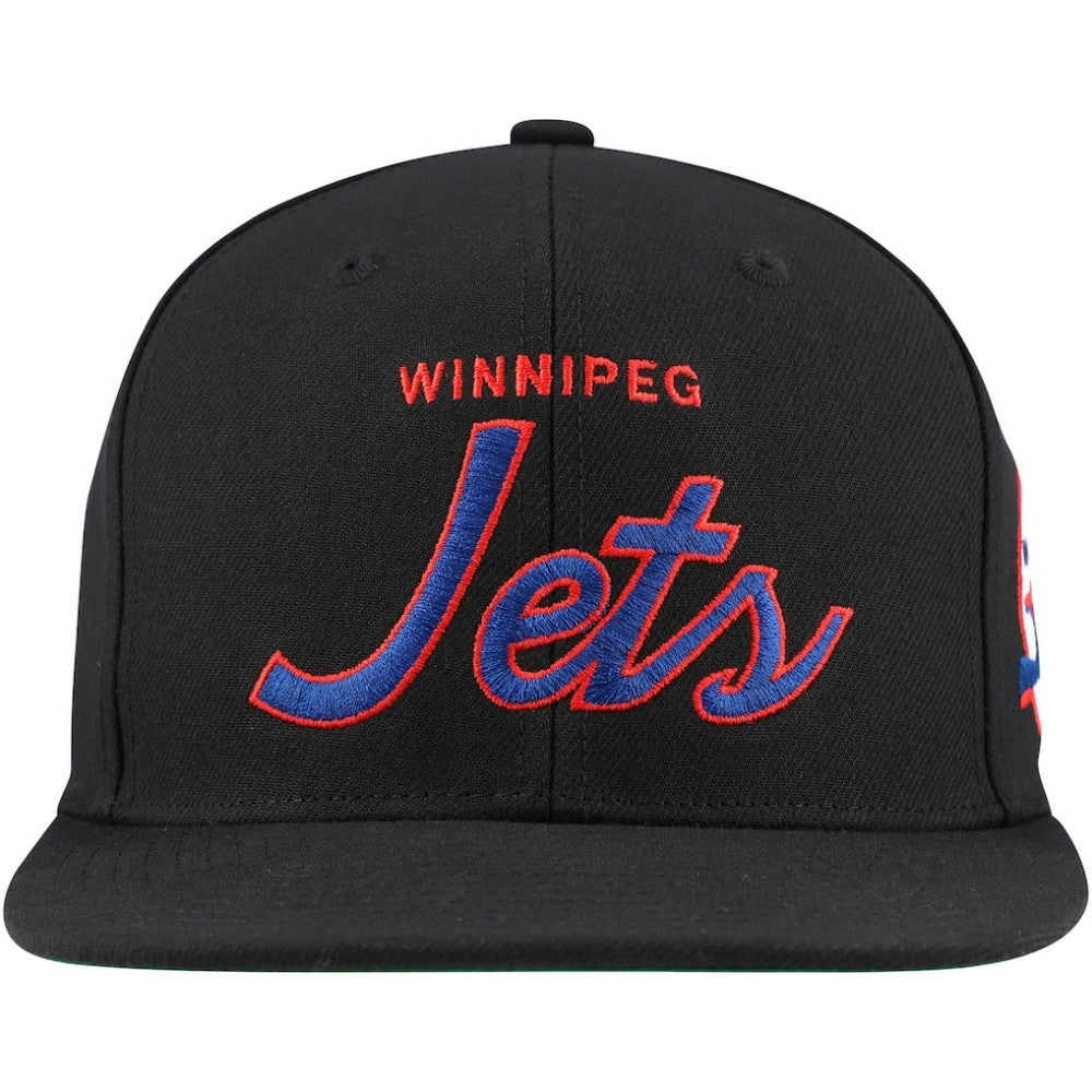Winnipeg Jets Mitchell & Ness Core Team Script 2.0 Snapback Hat - Black Hats