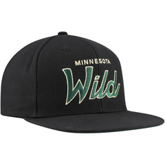 Minnesota Wild Mitchell & Ness Core Team Script 2.0 Snapback Hat - Black Hats