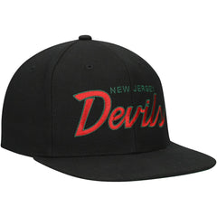 New Jersey Devils Mitchell & Ness Core Team Script 2.0 Snapback Hat - Black Jerseys