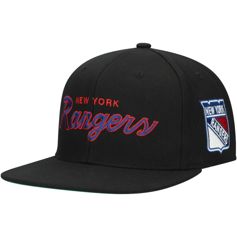 New York Rangers Mitchell & Ness Core Team Script 2.0 Snapback Hat - Black Hats