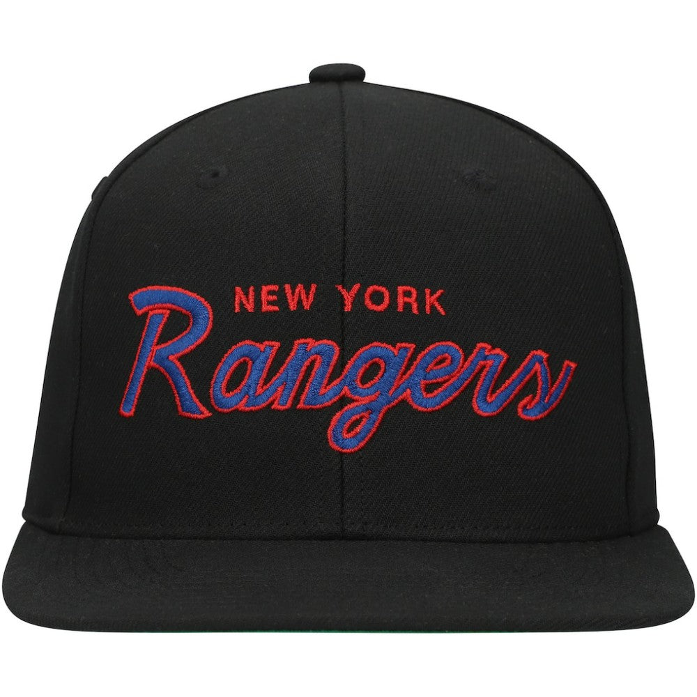 New York Rangers Mitchell & Ness Core Team Script 2.0 Snapback Hat - Black Hats