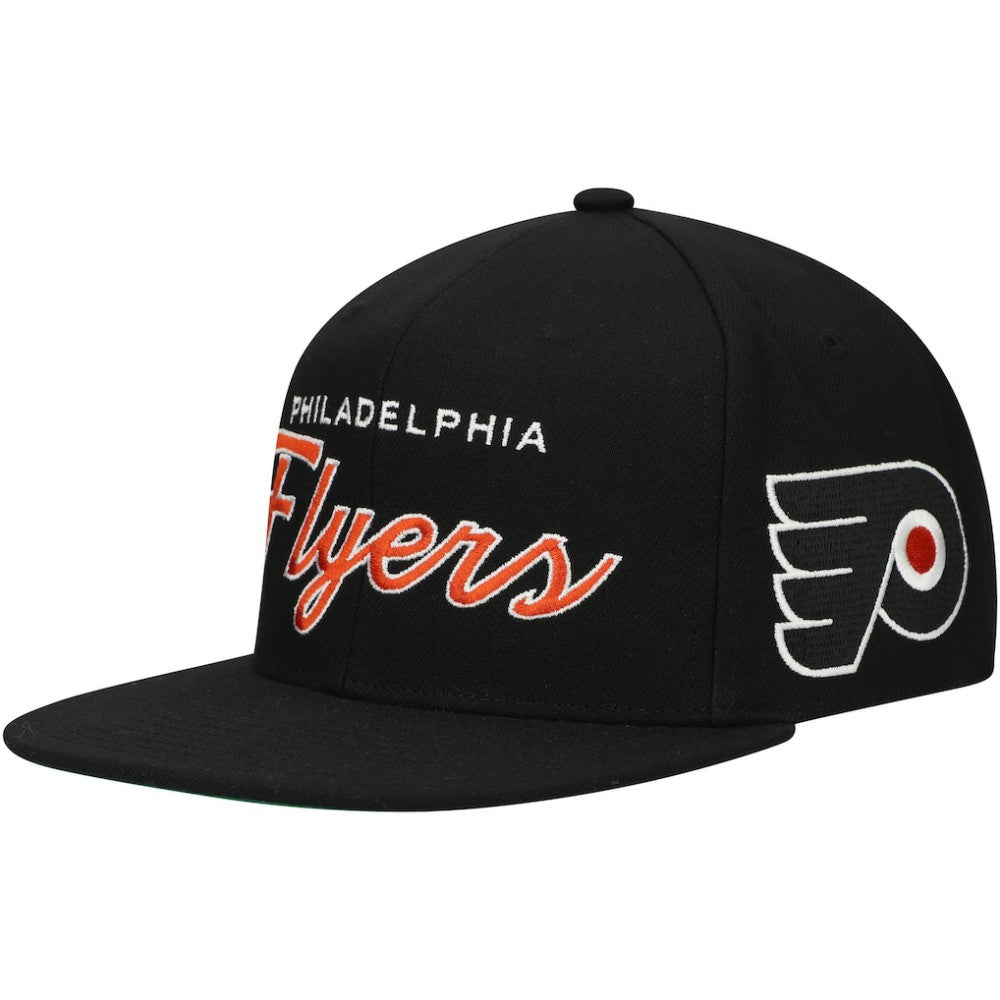 Philadelphia Flyers Mitchell & Ness Core Team Script 2.0 Snapback Hat - Black Hats