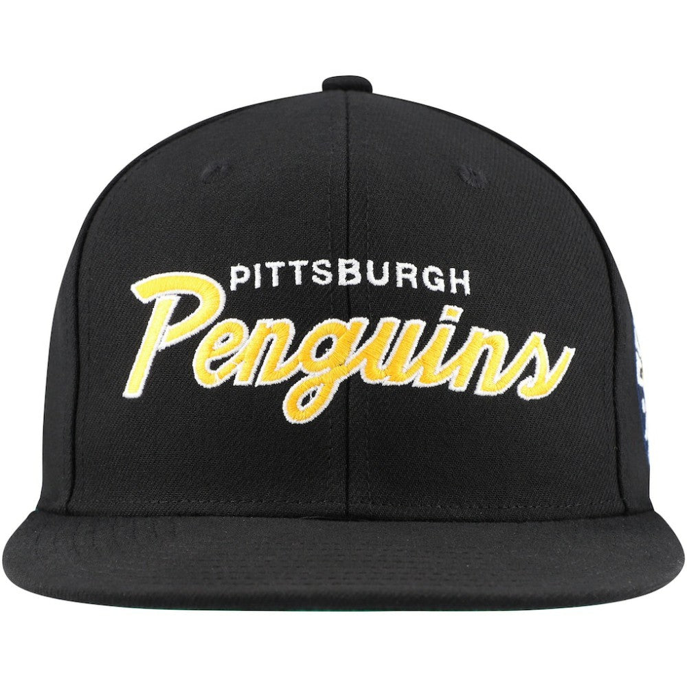Pittsburgh Penguins Mitchell & Ness Core Team Script 2.0 Snapback Hat - Black Hats