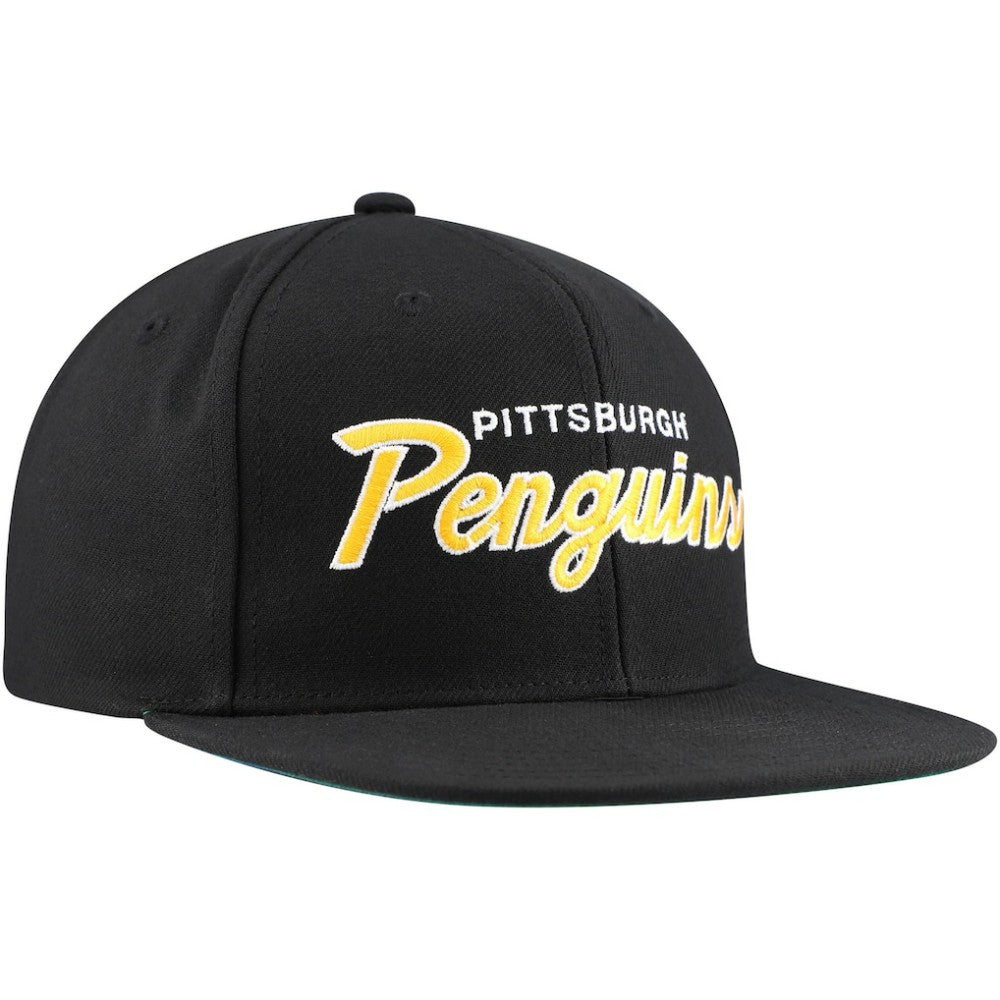 Pittsburgh Penguins Mitchell & Ness Core Team Script 2.0 Snapback Hat - Black Hats