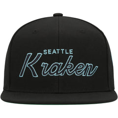 Seattle Kraken Mitchell & Ness Core Team Script 2.0 Snapback Hat - Black Hats