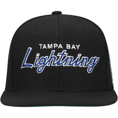Tampa Bay Lightning Mitchell & Ness Core Team Script 2.0 Snapback Hat - Black Hats