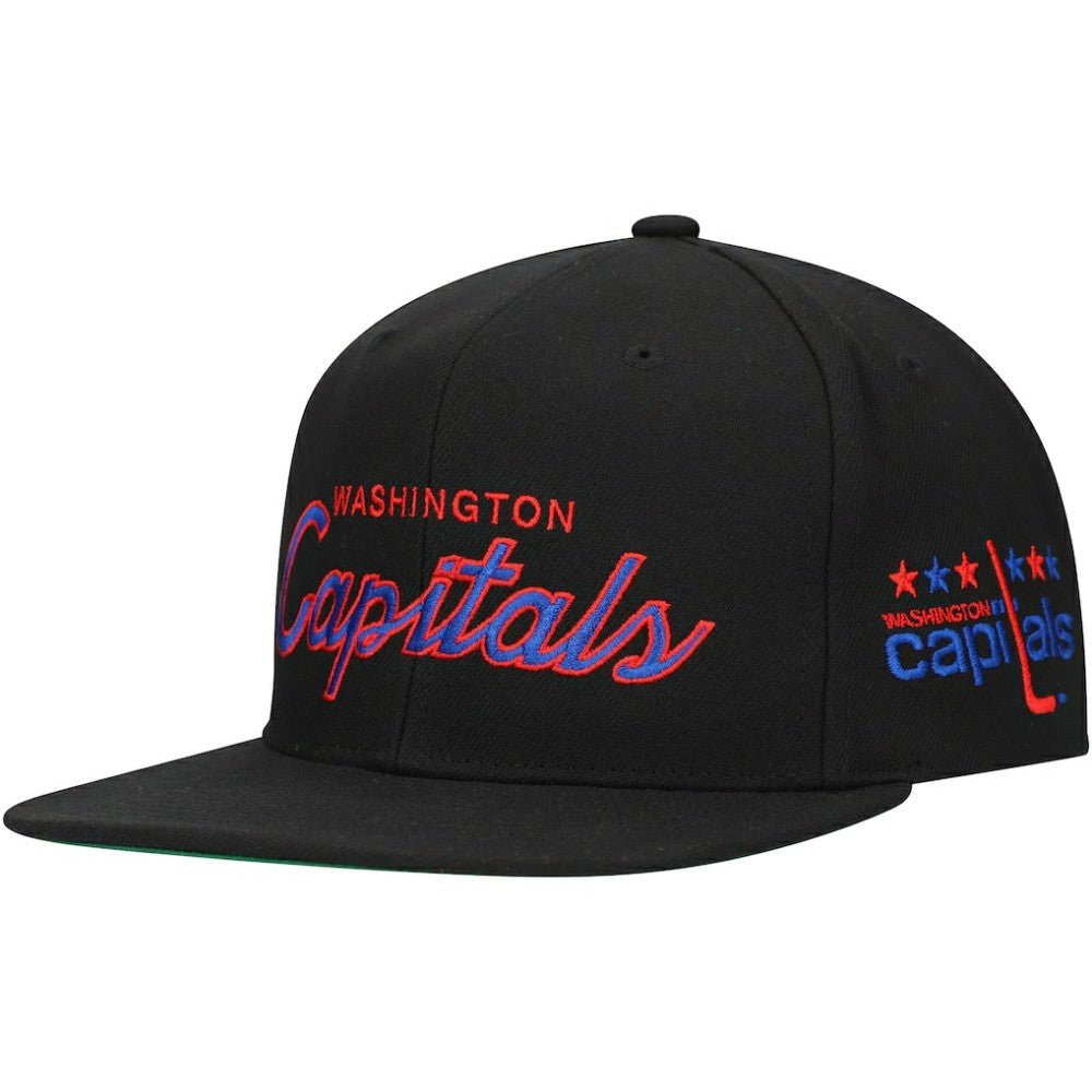 Washington Capitals Mitchell & Ness Core Team Script 2.0 Snapback Hat - Black Hats